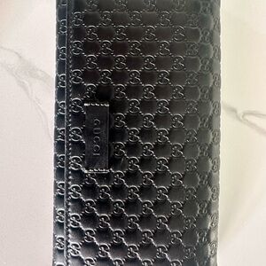 Gucci Black Embossed Leather Accessory